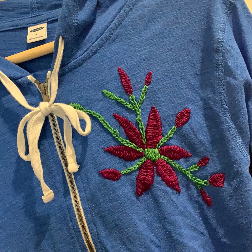 Old Navy Women Jacket Small Hand Embroidered